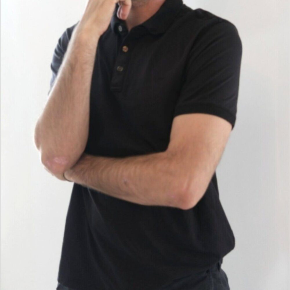 Michael Kors Mens Black Short Sleeve Polo Shirt Size Large